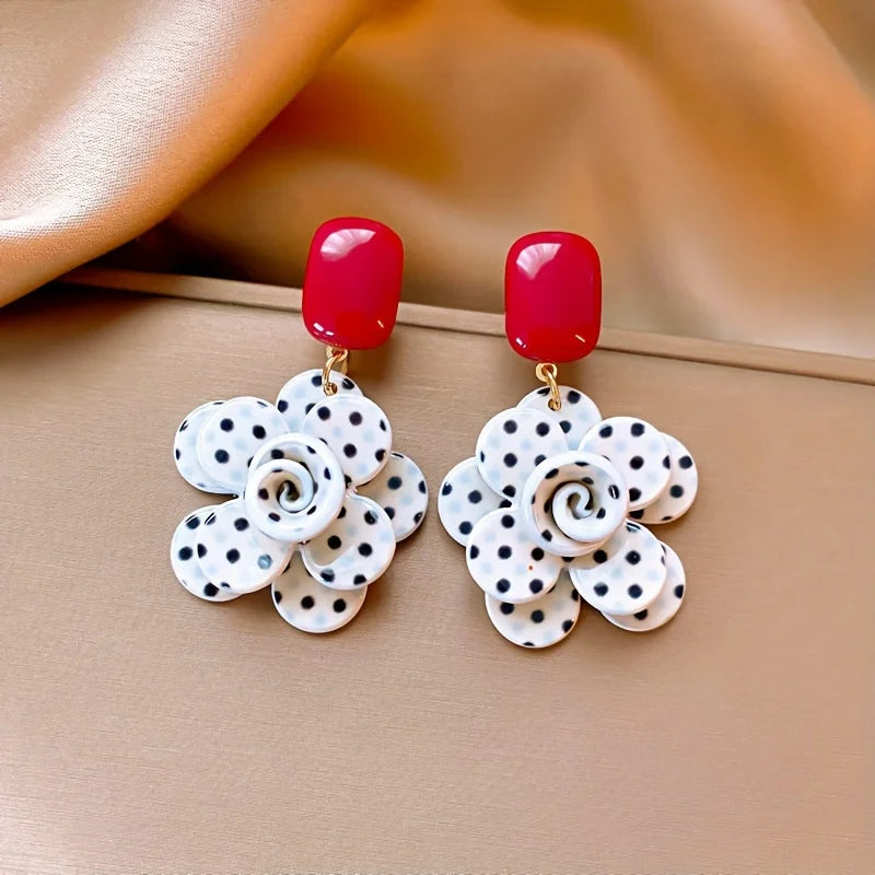 White Polka Dot Earrings