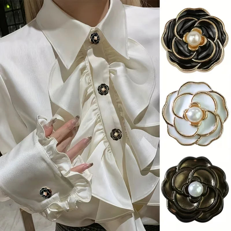 vintage tea flower  button