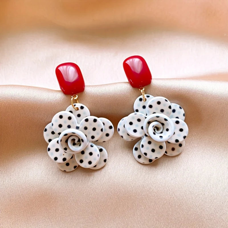 White Polka Dot Earrings