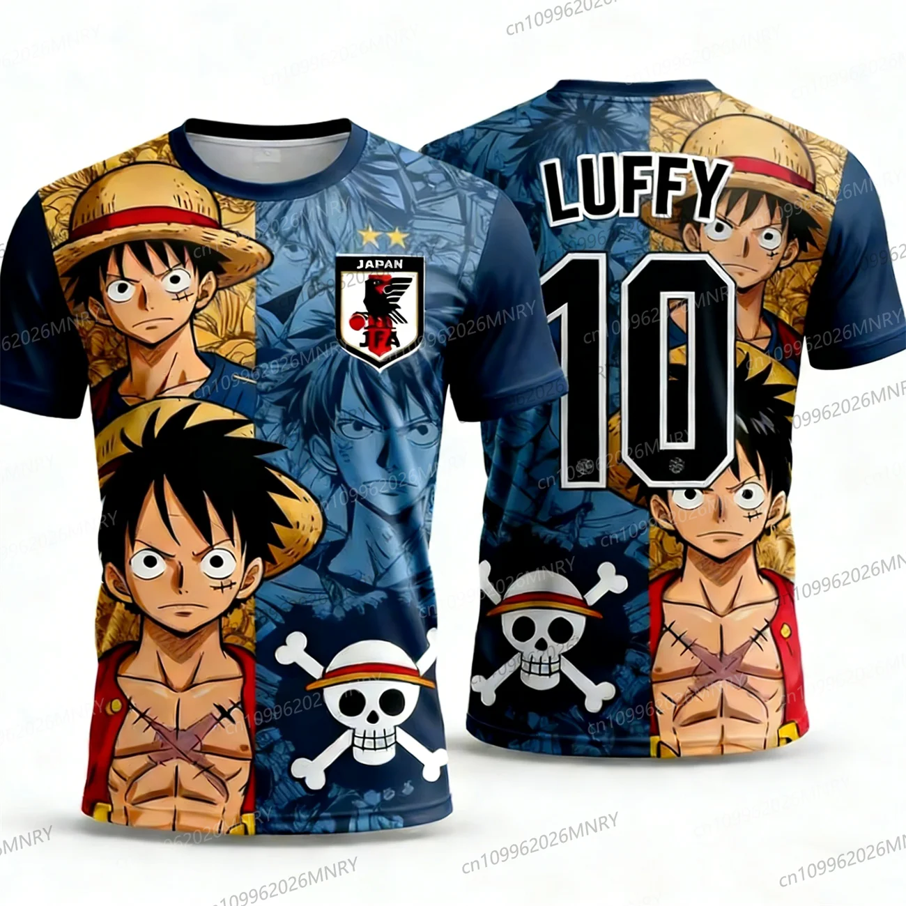 One Piece Luffy Football Jersey T-shirt
