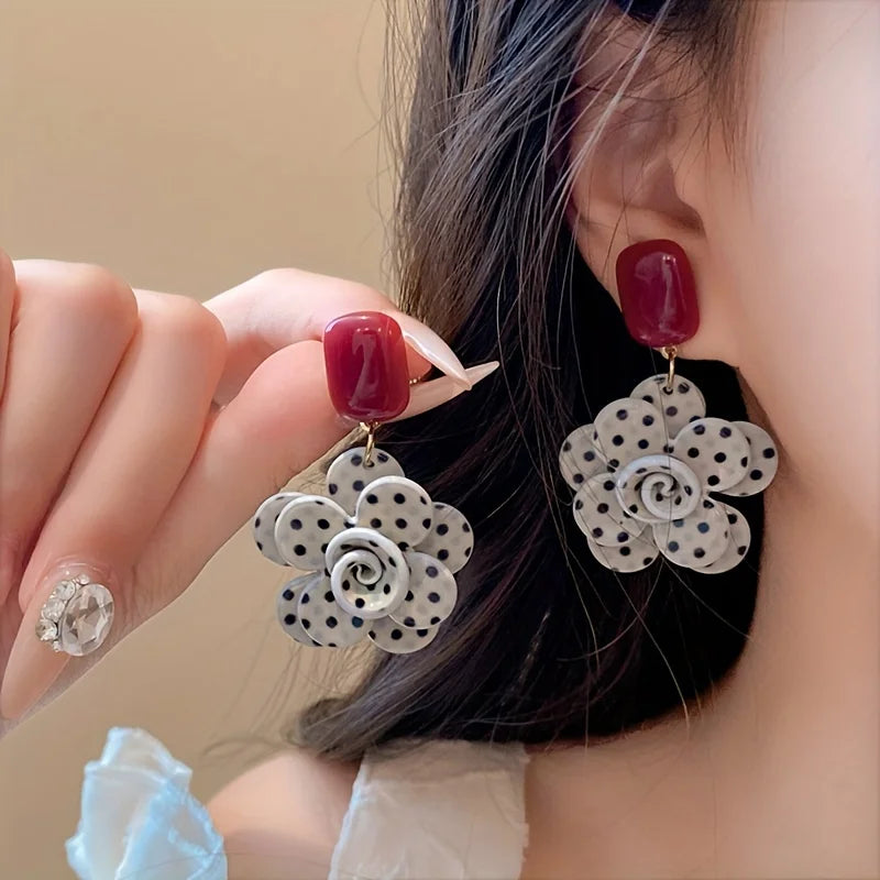 White Polka Dot Earrings