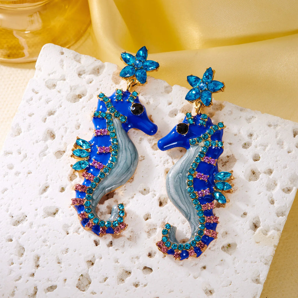 Blue Seahorse  Earrings