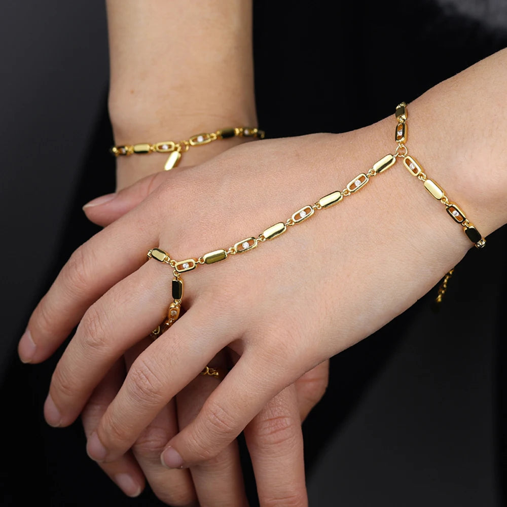 Gold Hand Bracelet, Choker Lariat Necklace