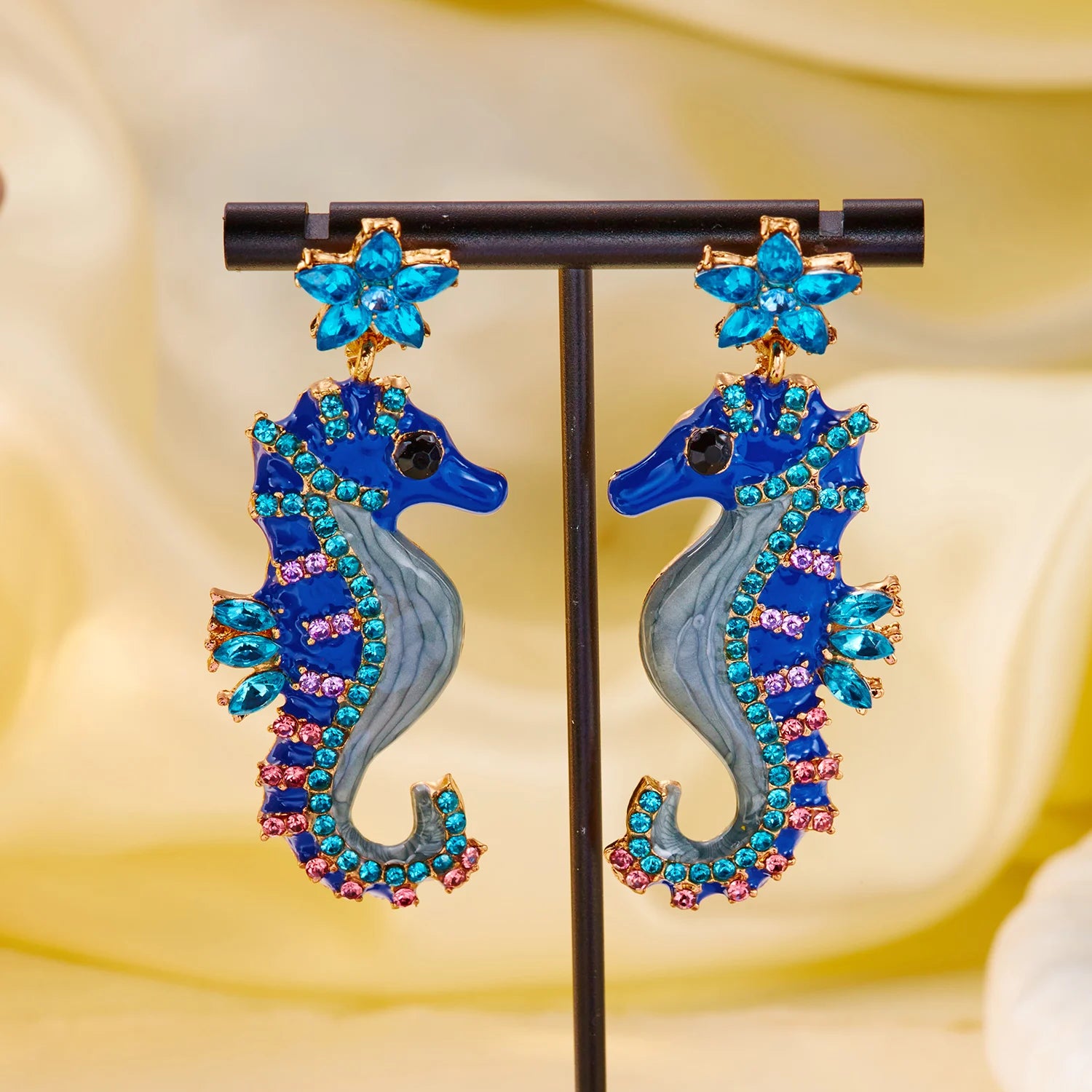 Blue Seahorse  Earrings