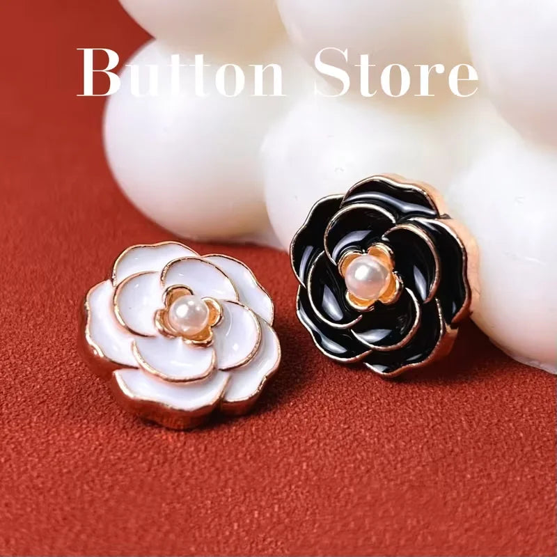 vintage tea flower  button
