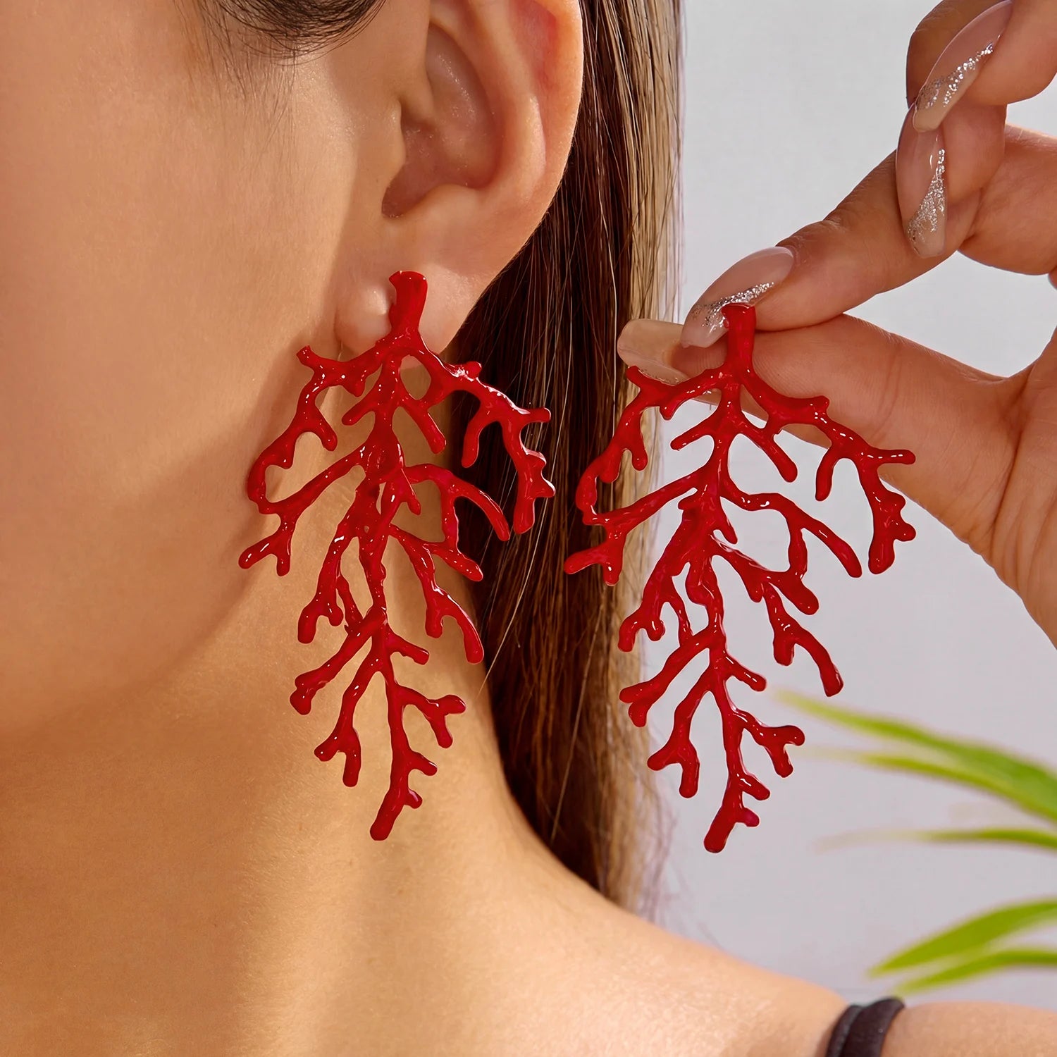Red Coral Earrings