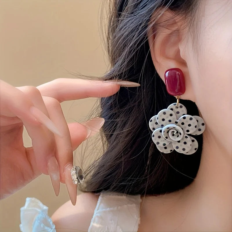 White Polka Dot Earrings