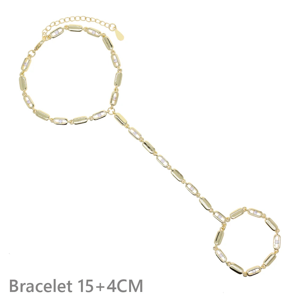 Gold Hand Bracelet, Choker Lariat Necklace