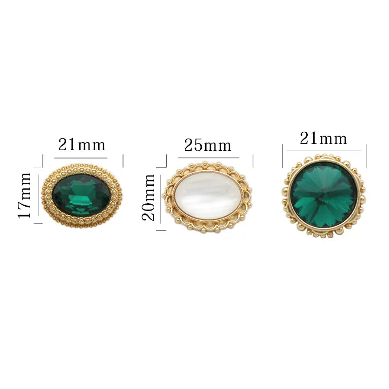 Metal Gold Gems Buttons
