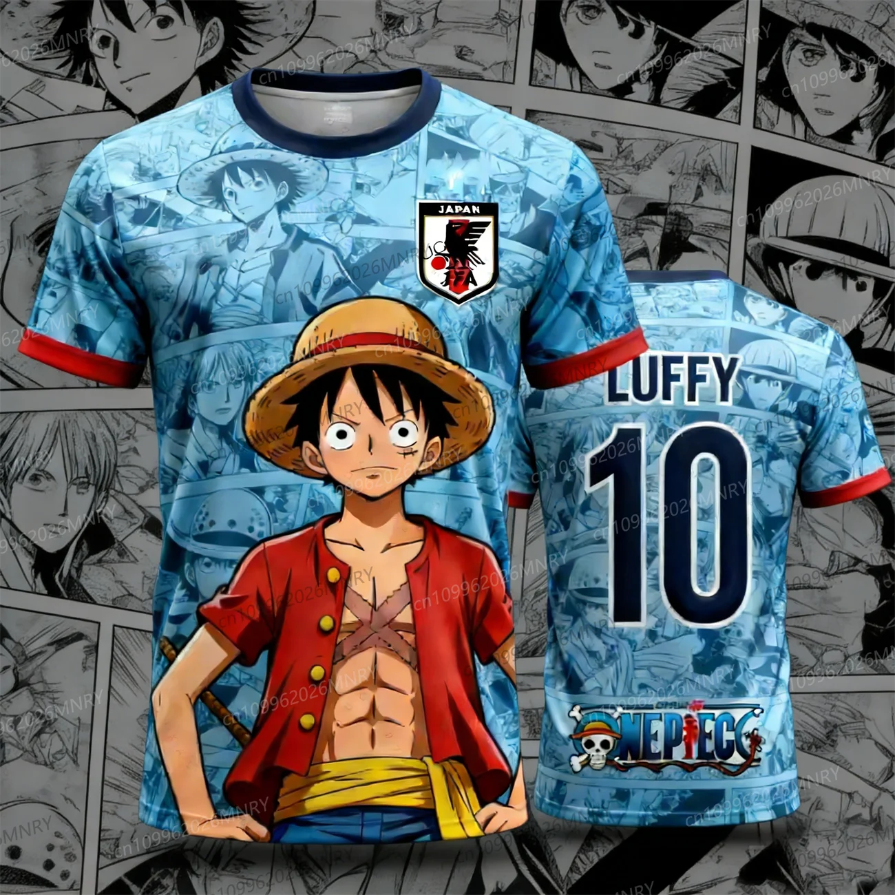 One Piece Luffy Football Jersey T-shirt