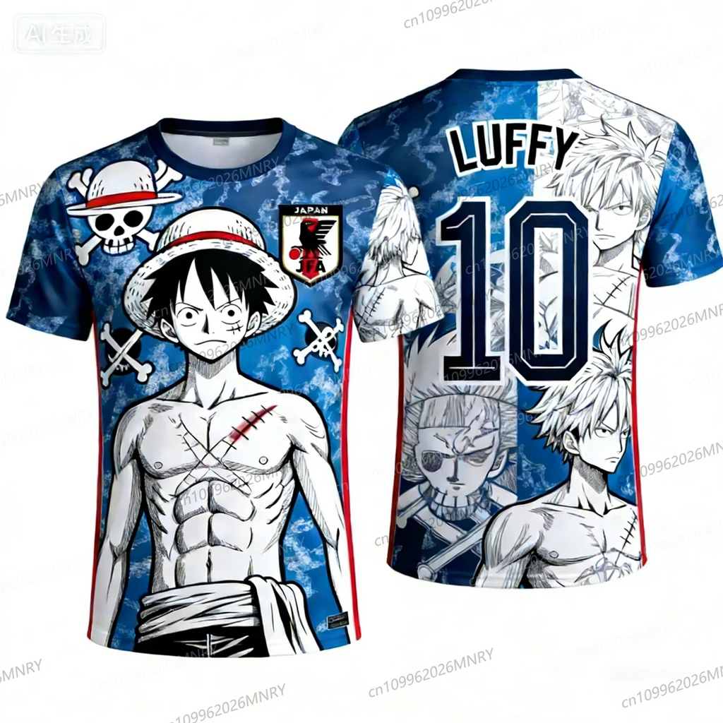 One Piece Luffy Football Jersey T-shirt