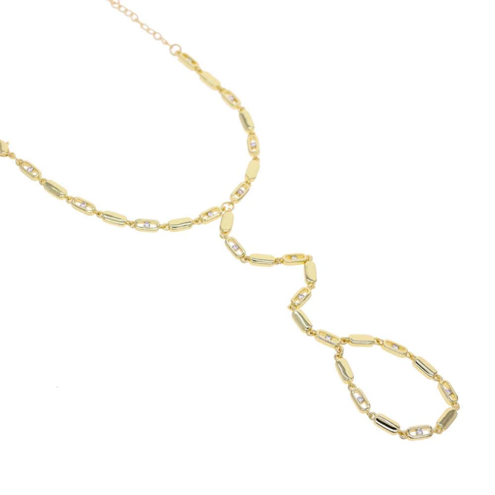 Gold Hand Bracelet, Choker Lariat Necklace
