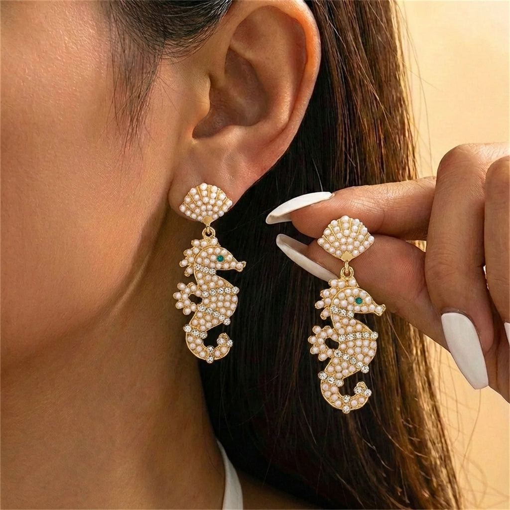 Blue Seahorse  Earrings