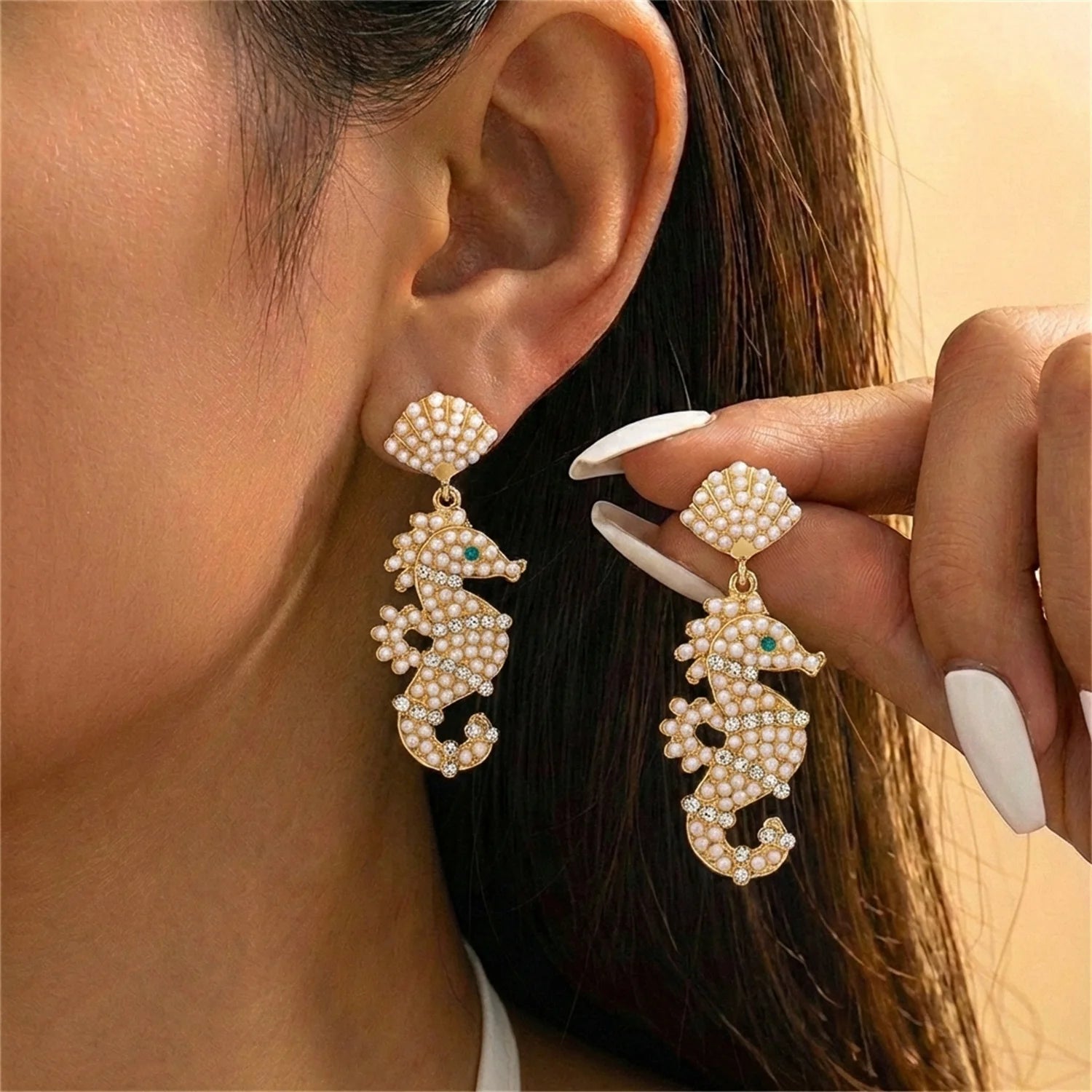 Blue Seahorse  Earrings