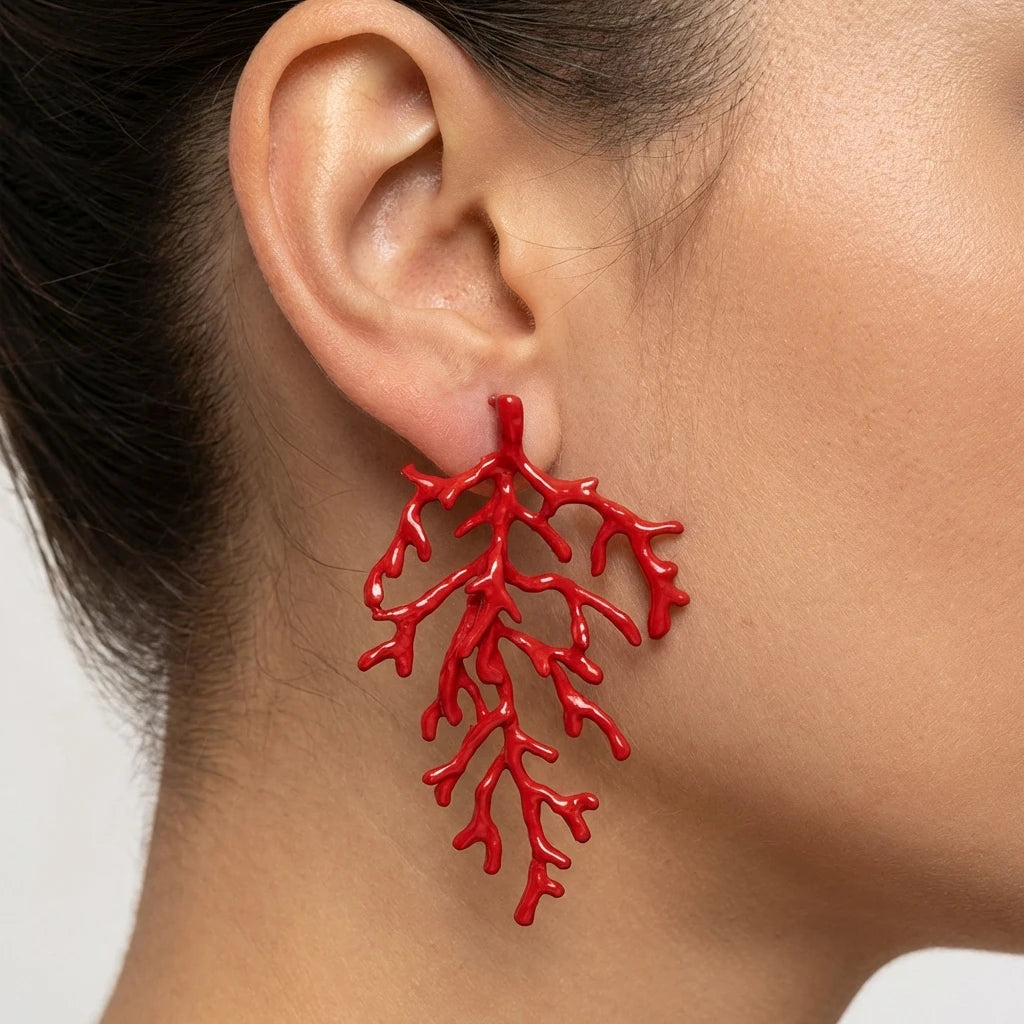 Red Coral Earrings