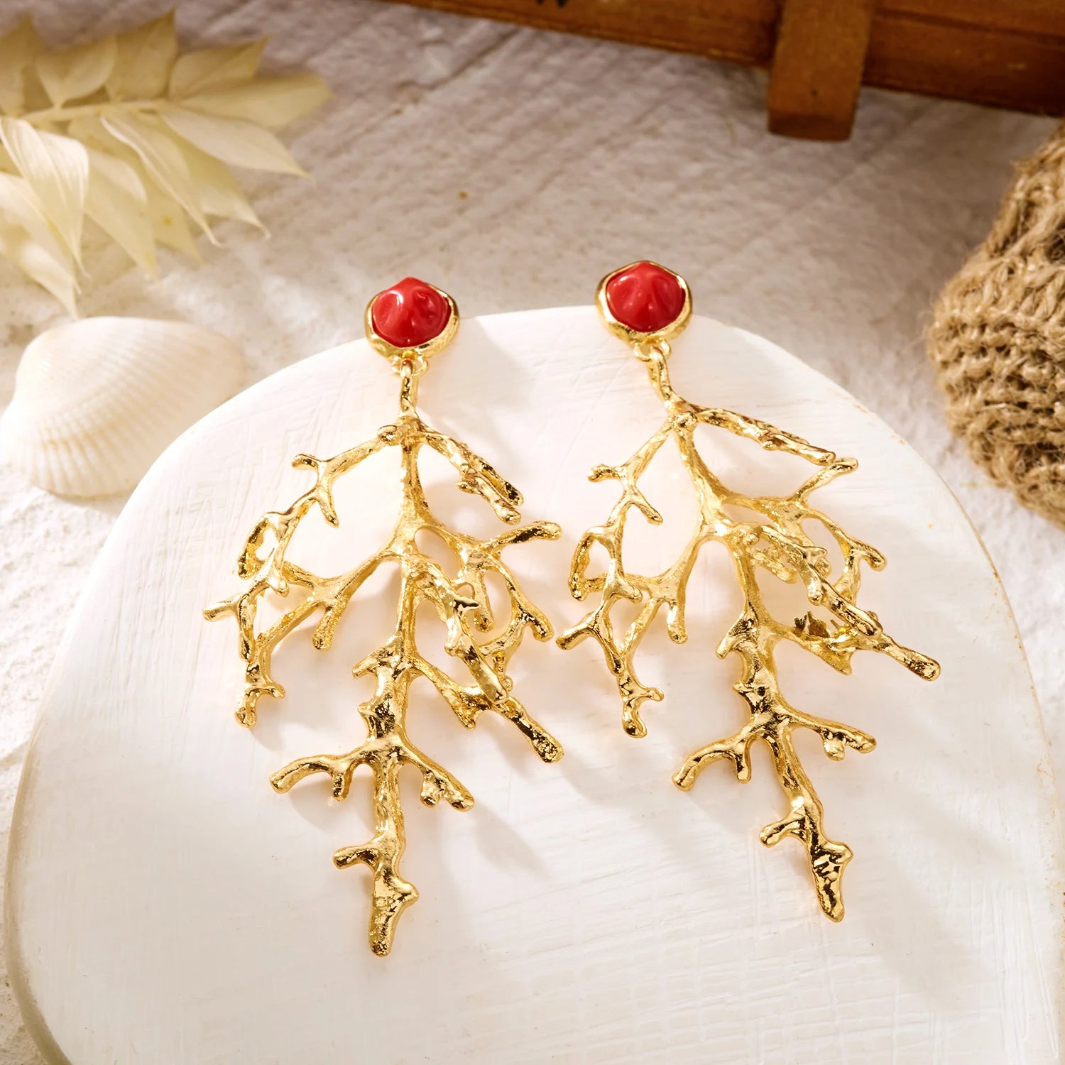 Red Coral Earrings
